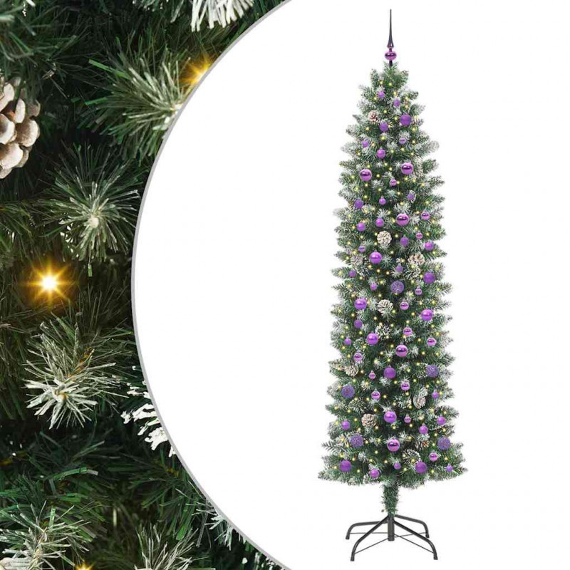 Sztuczne smukłe drzewo bożonarodzeniowe Zielony i Biały 240 cm