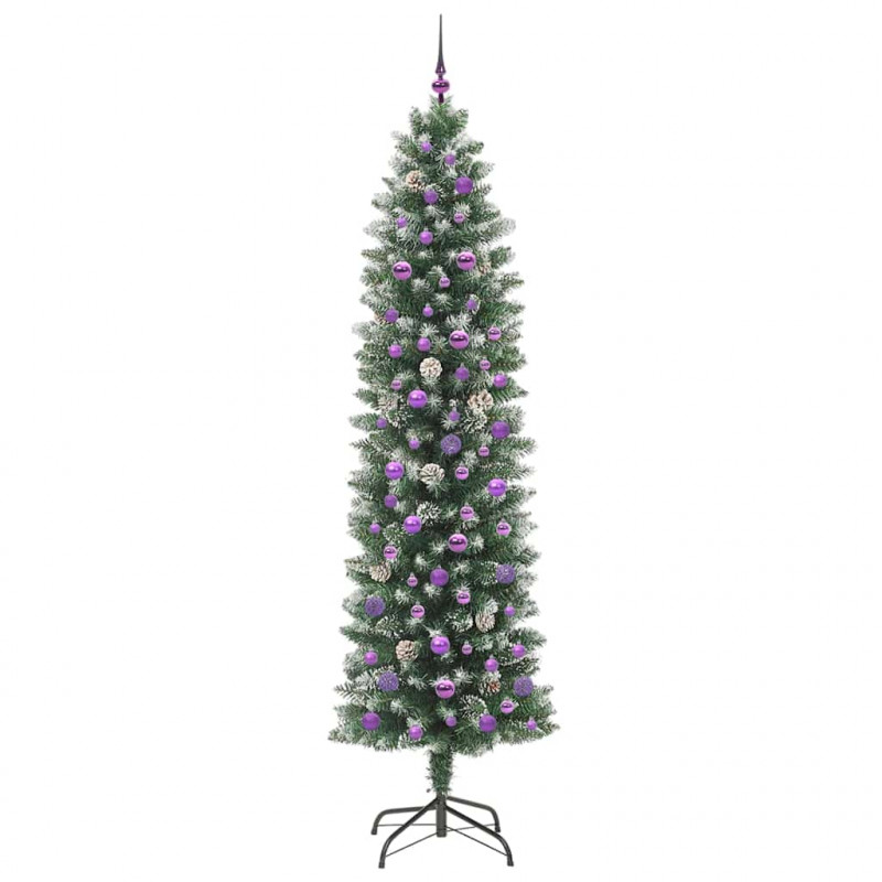 Sztuczne smukłe drzewo bożonarodzeniowe Zielony i Biały 240 cm