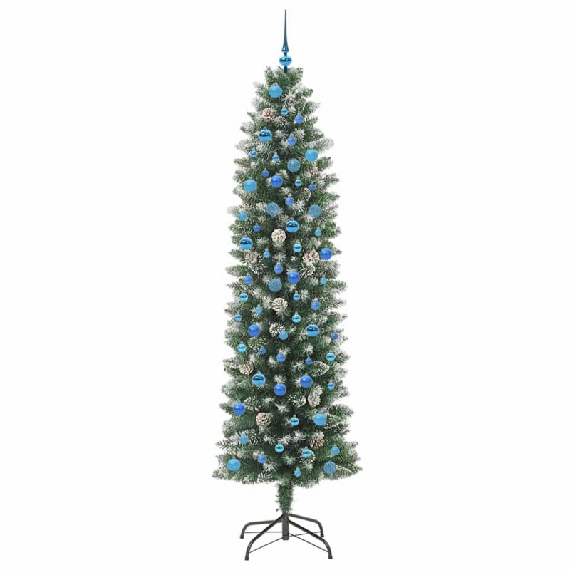 Sztuczne smukłe drzewo bożonarodzeniowe Zielony i Biały 240 cm