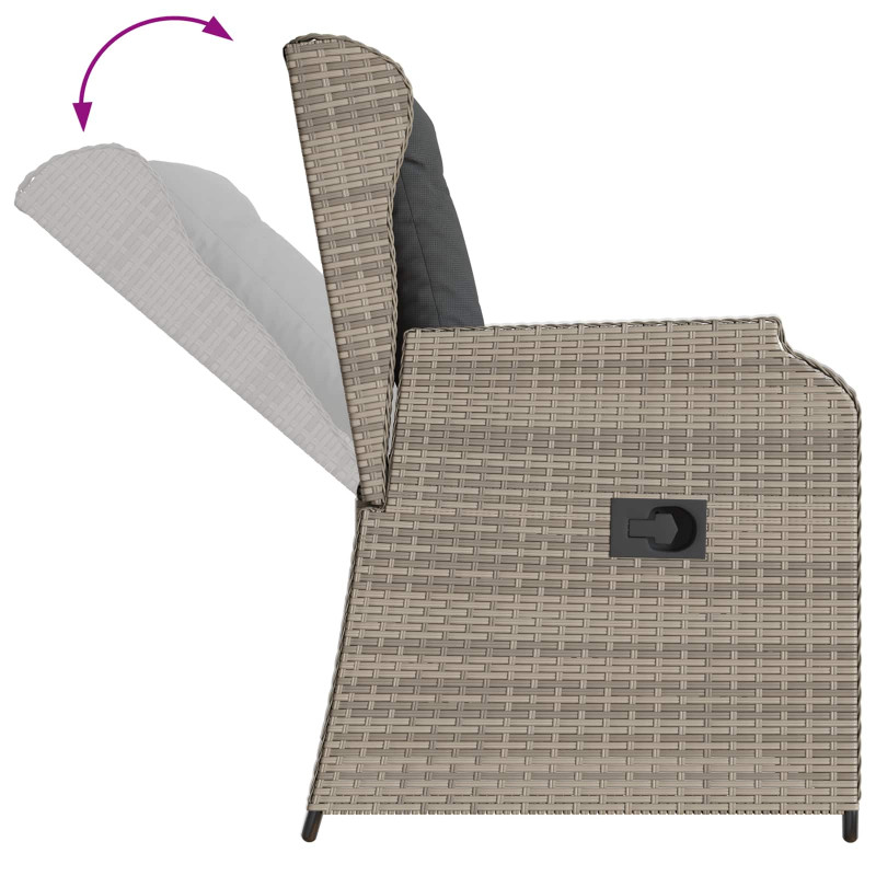 Ławka ogrodowa 2 pcs Jasnoszary polirattan