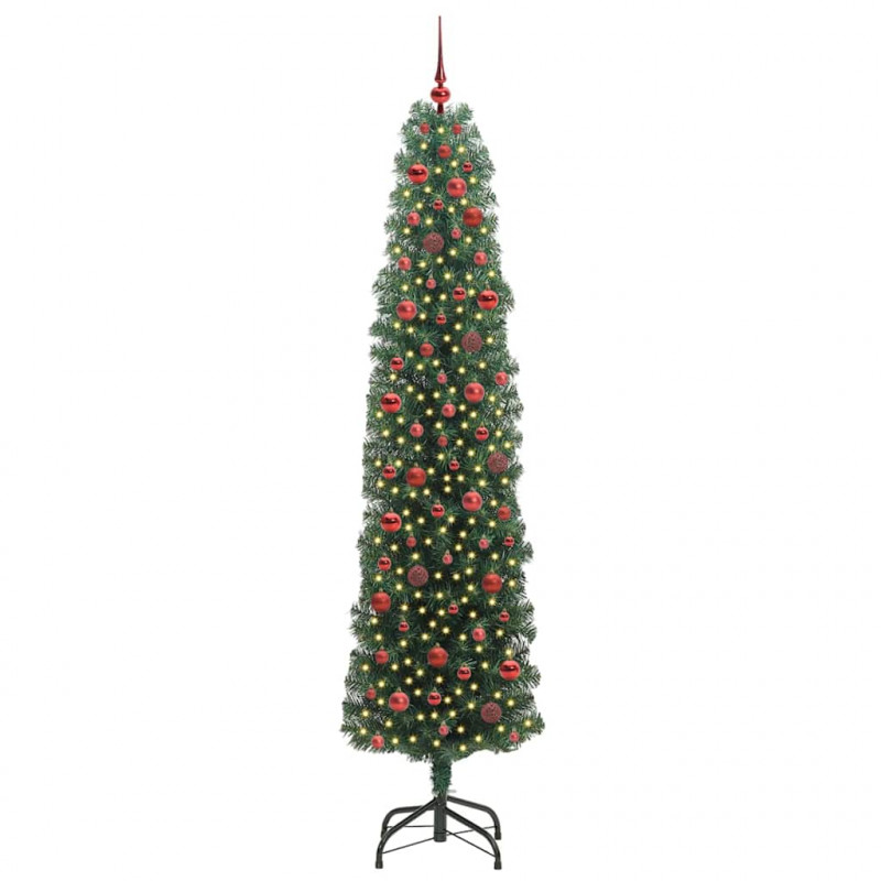 Sztuczna choinka z podstawą Zielony 240 cm PVC, stal i plastik