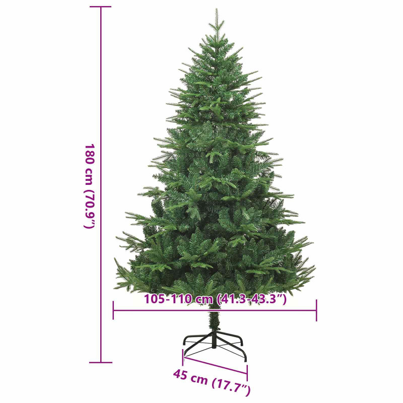 Sztuczna choinka z oświetleniem Zielony 180 cm PVC i PE