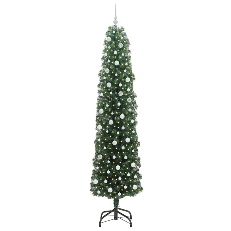 Sztuczna choinka z podstawą Zielony 240 cm PVC, stal i plastik