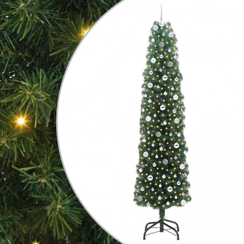 Sztuczna choinka z podstawą Zielony 240 cm PVC, stal i plastik