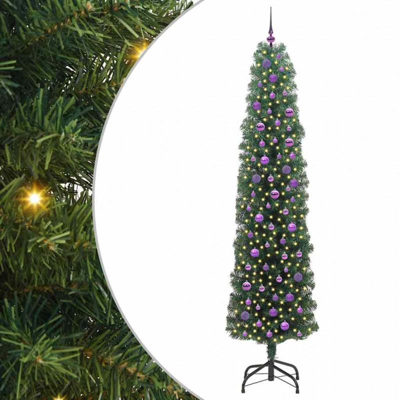 Sztuczna choinka z podstawą Zielony 240 cm PVC, stal i plastik