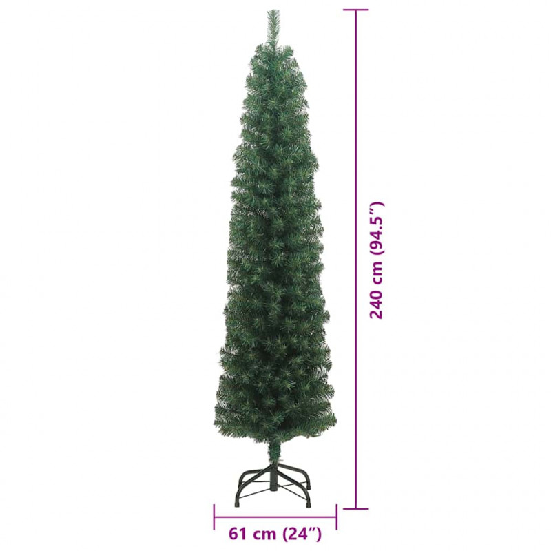 Sztuczna choinka z podstawą Zielony 240 cm PVC, stal i plastik