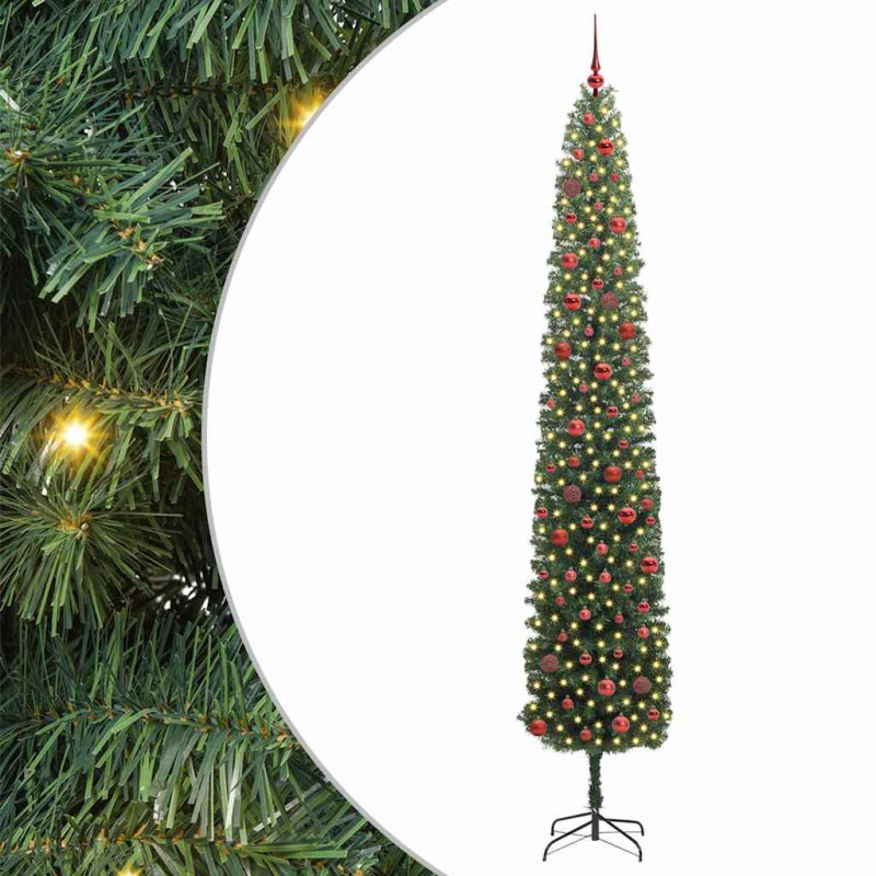 Sztuczna choinka z podstawą Zielony 270 cm PVC, stal i plastik