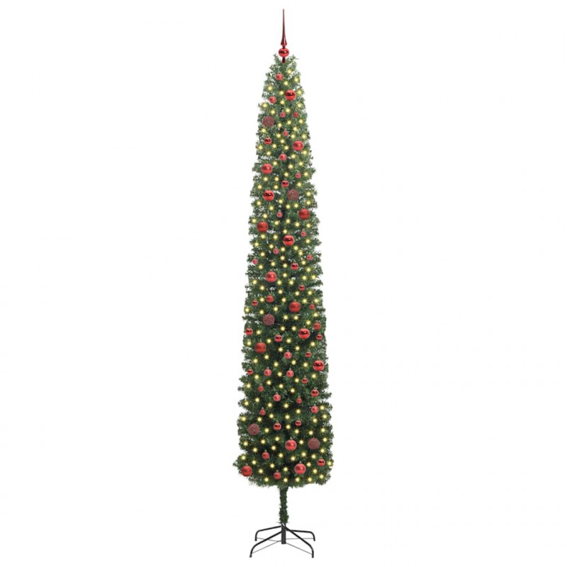 Sztuczna choinka z podstawą Zielony 270 cm PVC, stal i plastik