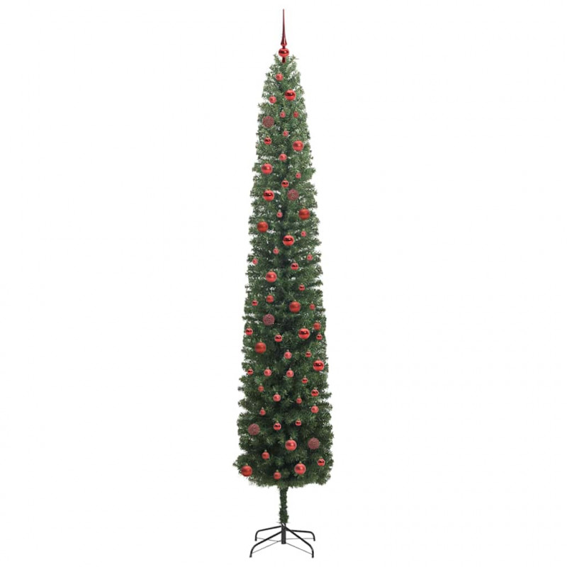 Sztuczna choinka z podstawą Zielony 270 cm PVC, stal i plastik