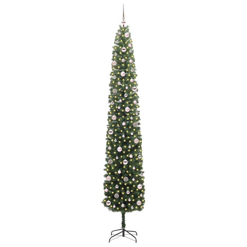 Sztuczna choinka z podstawą Zielony 270 cm PVC, stal i plastik