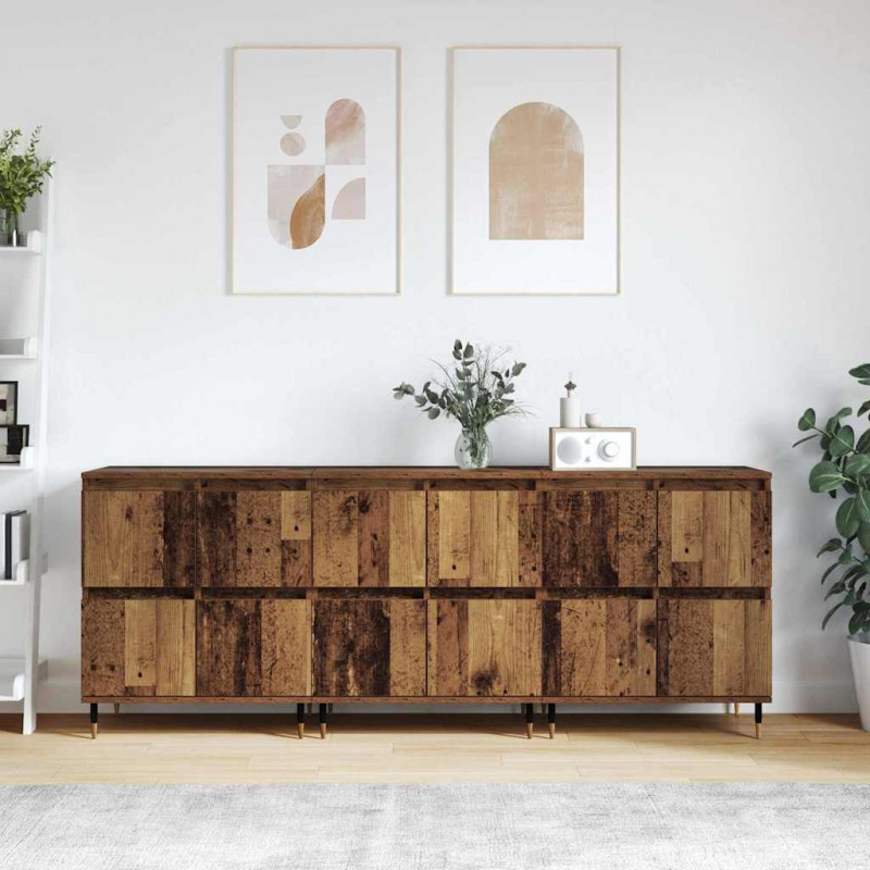 Szafka do przechowywania 3 pcs Stare drewno 60 x 35 x 70 cm