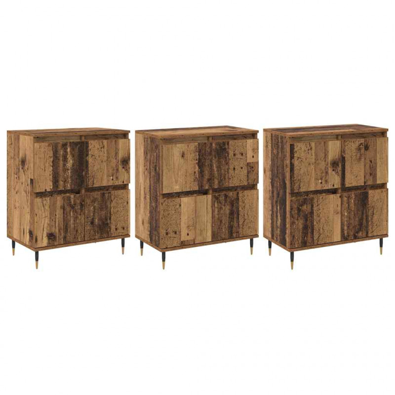 Szafka do przechowywania 3 pcs Stare drewno 60 x 35 x 70 cm