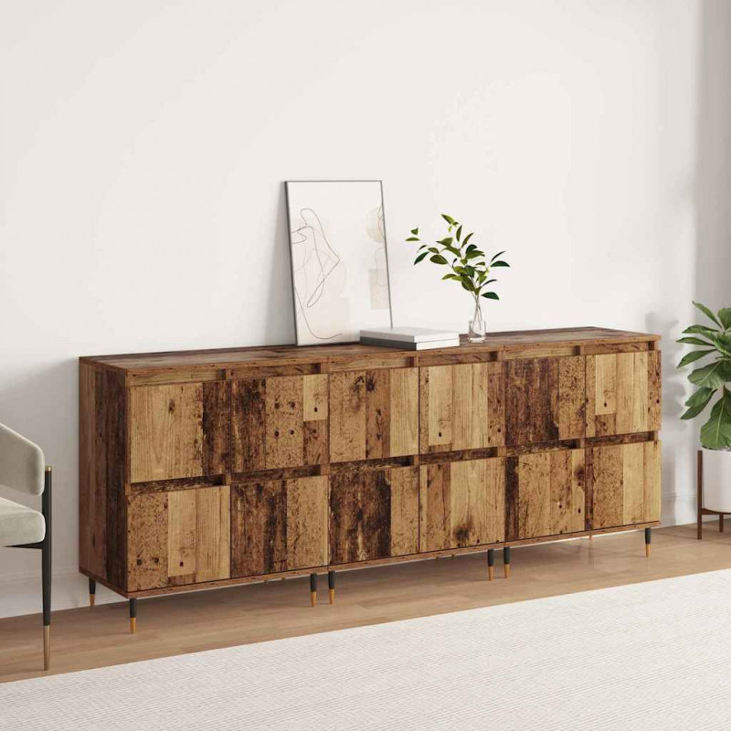 Szafka do przechowywania 3 pcs Stare drewno 60 x 35 x 70 cm