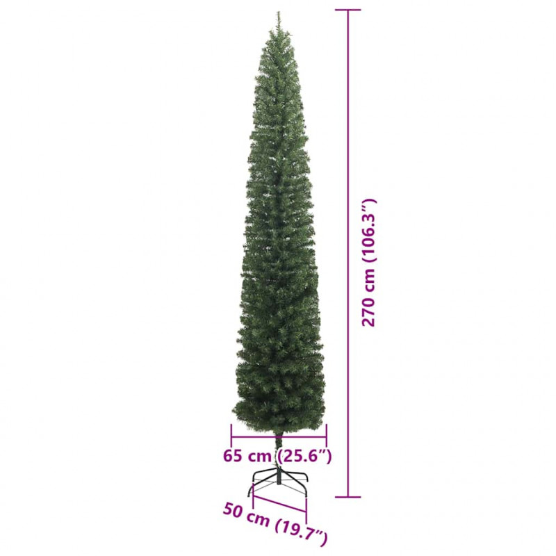 Sztuczna choinka z podstawą Zielony 270 cm PVC, stal i plastik