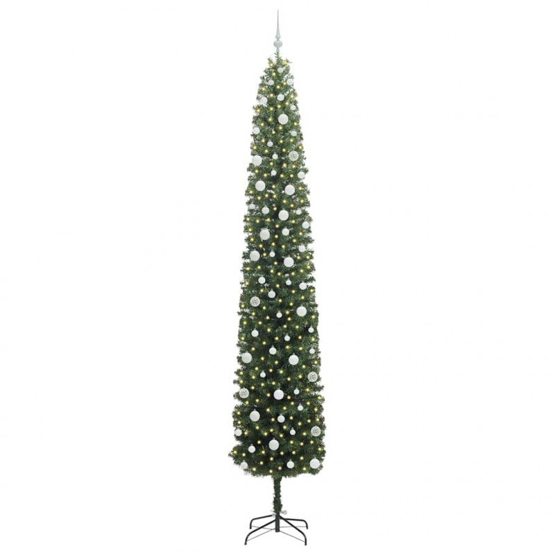Sztuczna choinka z podstawą Zielony 270 cm PVC, stal i plastik
