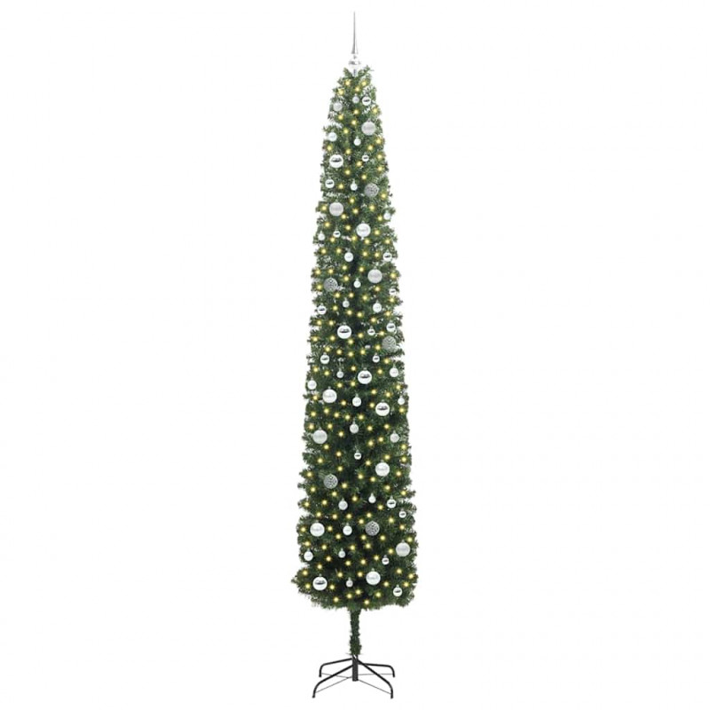 Sztuczna choinka z podstawą Zielony 270 cm PVC, stal i plastik