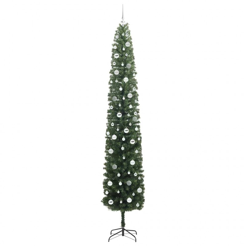 Sztuczna choinka z podstawą Zielony 270 cm PVC, stal i plastik