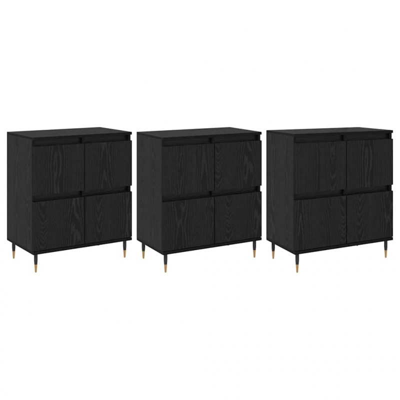 Szafka do przechowywania 3 pcs Czarny Dąb 60 x 35 x 70 cm