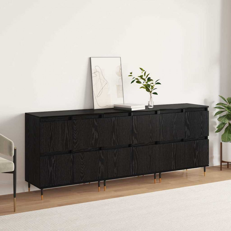 Szafka do przechowywania 3 pcs Czarny Dąb 60 x 35 x 70 cm