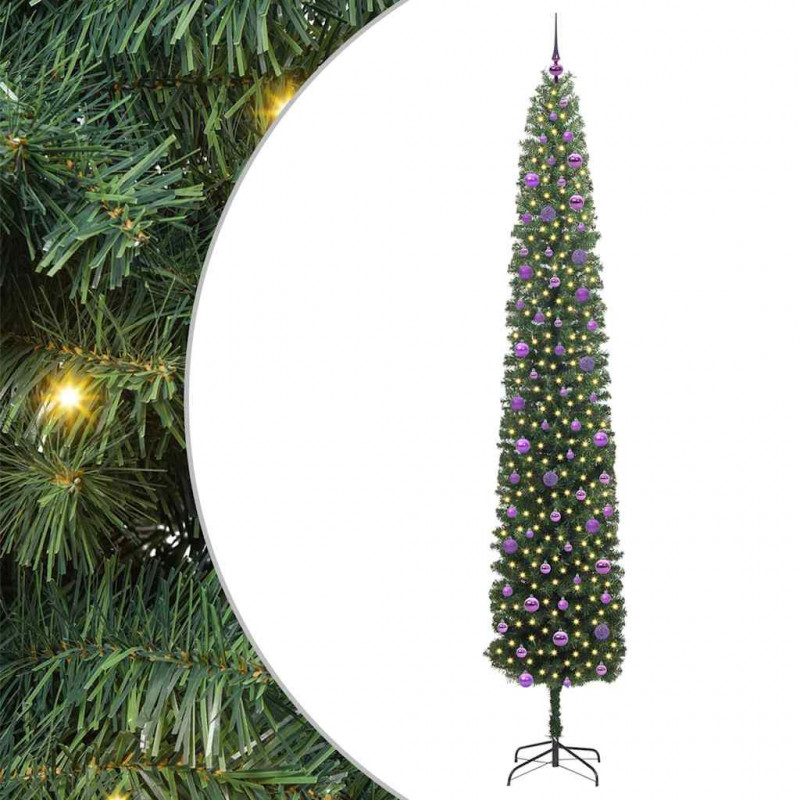 Sztuczna choinka z podstawą Zielony 270 cm PVC, stal i plastik