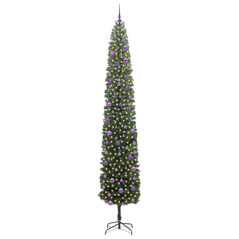 Sztuczna choinka z podstawą Zielony 270 cm PVC, stal i plastik