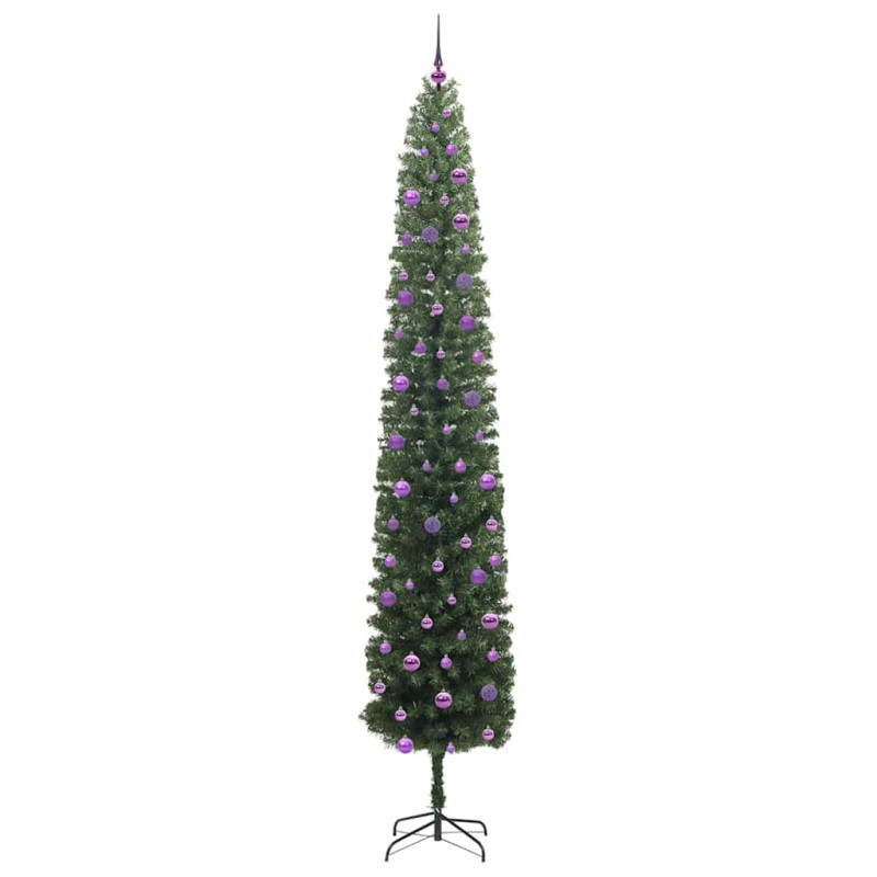Sztuczna choinka z podstawą Zielony 270 cm PVC, stal i plastik