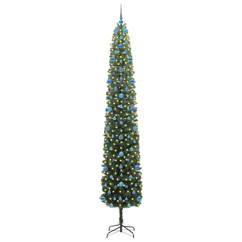Sztuczna choinka z podstawą Zielony 270 cm PVC, stal i plastik