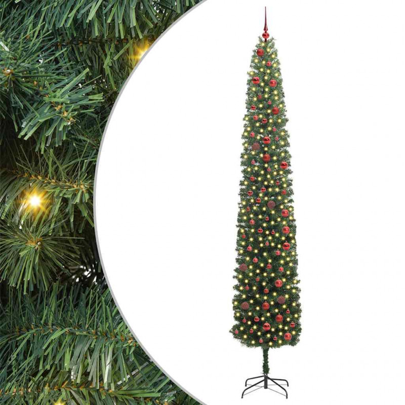 Sztuczna choinka z podstawą Zielony 300 cm PVC, stal i plastik