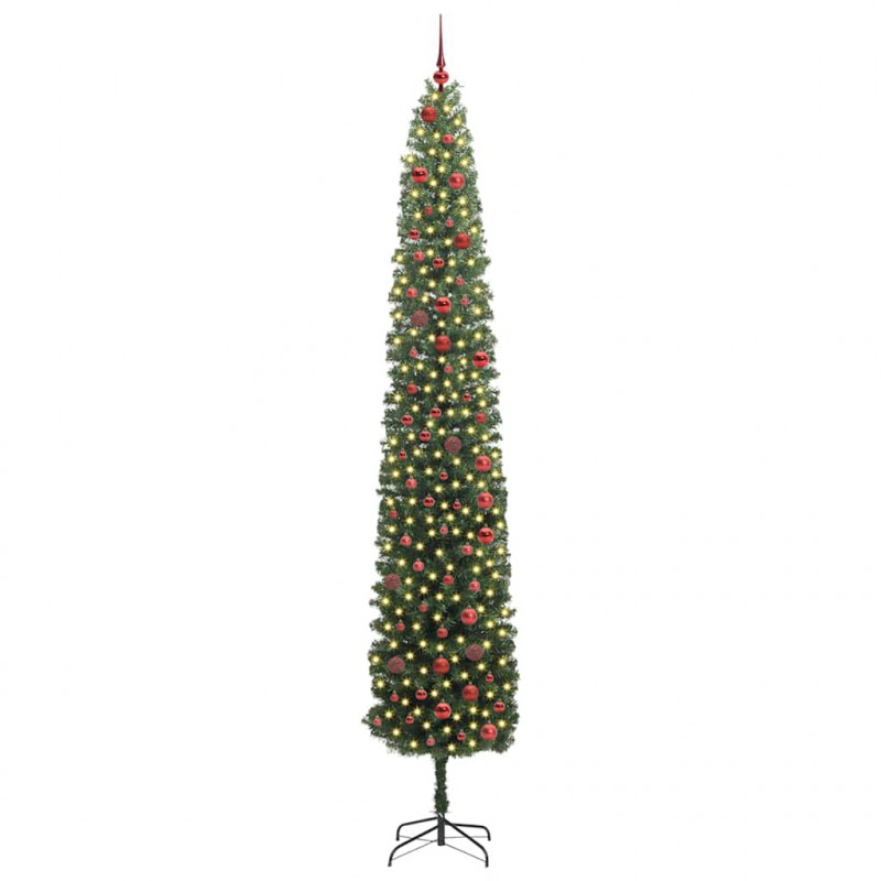 Sztuczna choinka z podstawą Zielony 300 cm PVC, stal i plastik