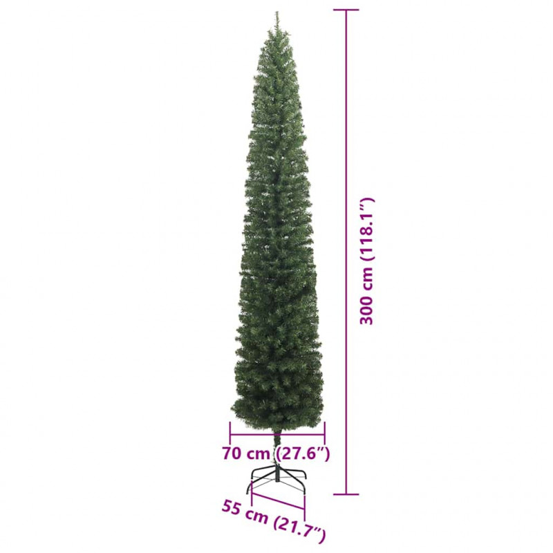 Sztuczna choinka z podstawą Zielony 300 cm PVC, stal i plastik