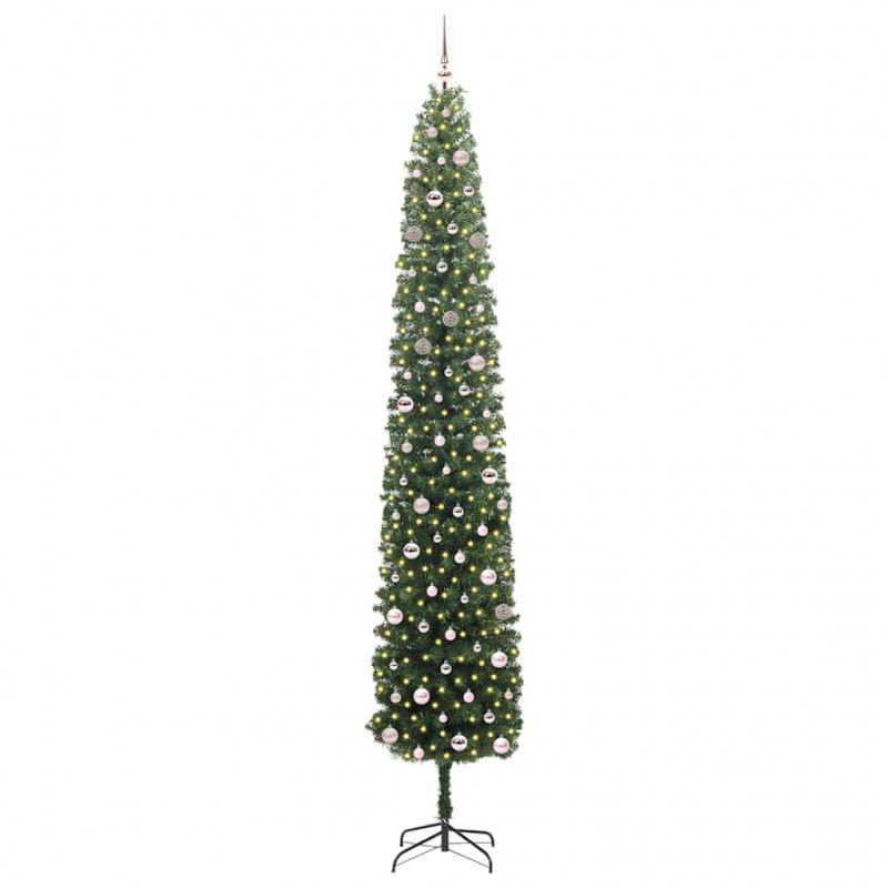 Sztuczna choinka z podstawą Zielony 300 cm PVC, stal i plastik