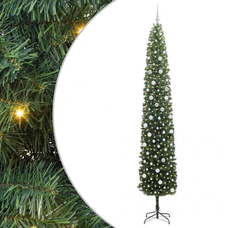 Sztuczna choinka z podstawą Zielony 300 cm PVC, stal i plastik