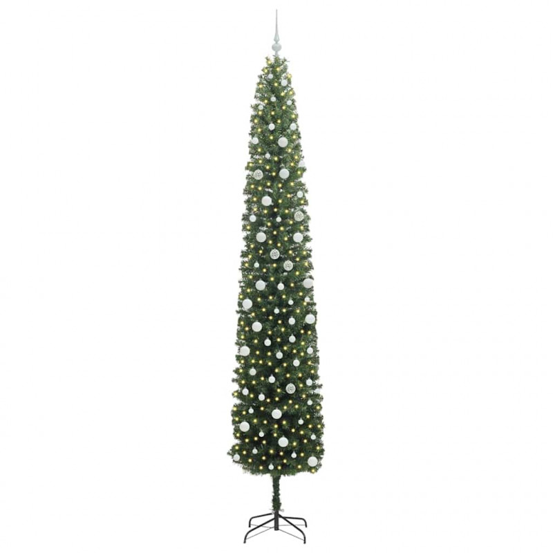 Sztuczna choinka z podstawą Zielony 300 cm PVC, stal i plastik
