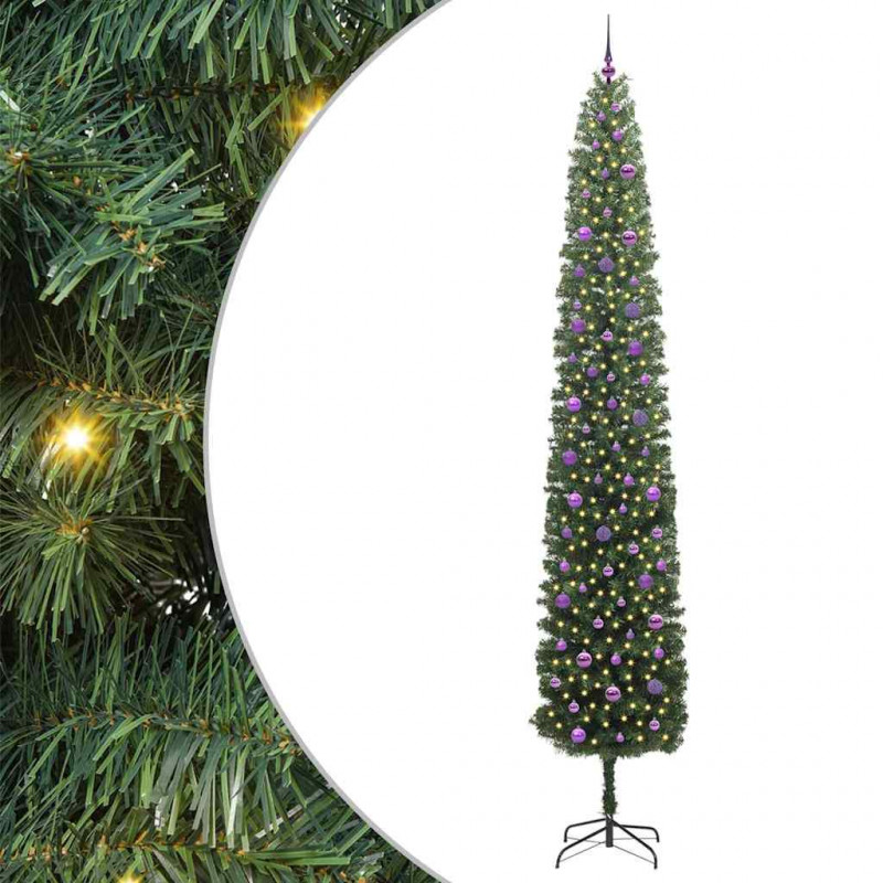 Sztuczna choinka z podstawą Zielony 300 cm PVC, stal i plastik