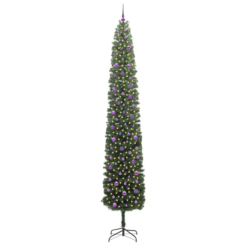Sztuczna choinka z podstawą Zielony 300 cm PVC, stal i plastik