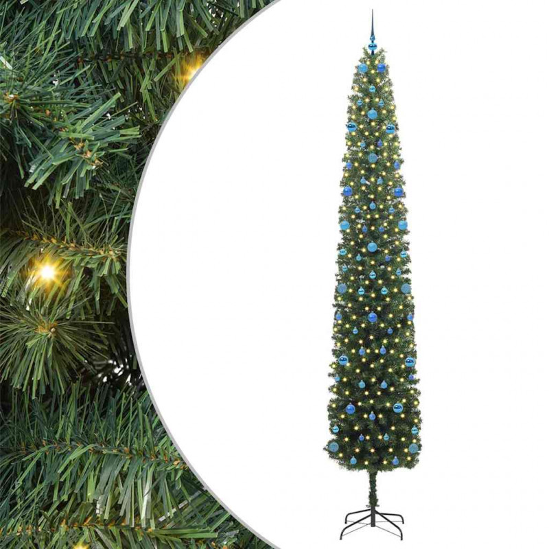 Sztuczna choinka z podstawą Zielony 300 cm PVC, stal i plastik