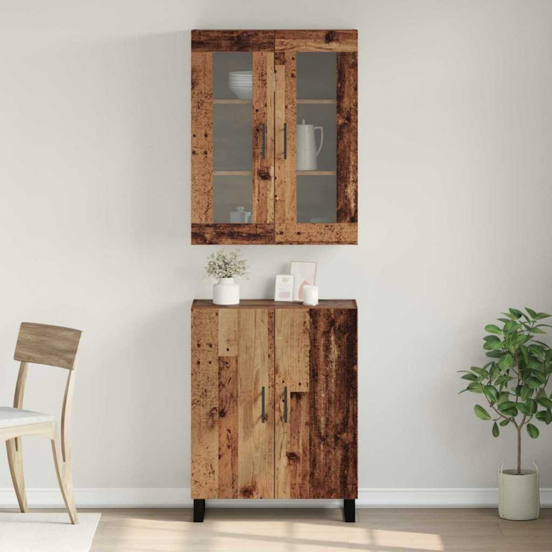 Highboard 2 pcs Stare drewno Materiał drewnopochodny