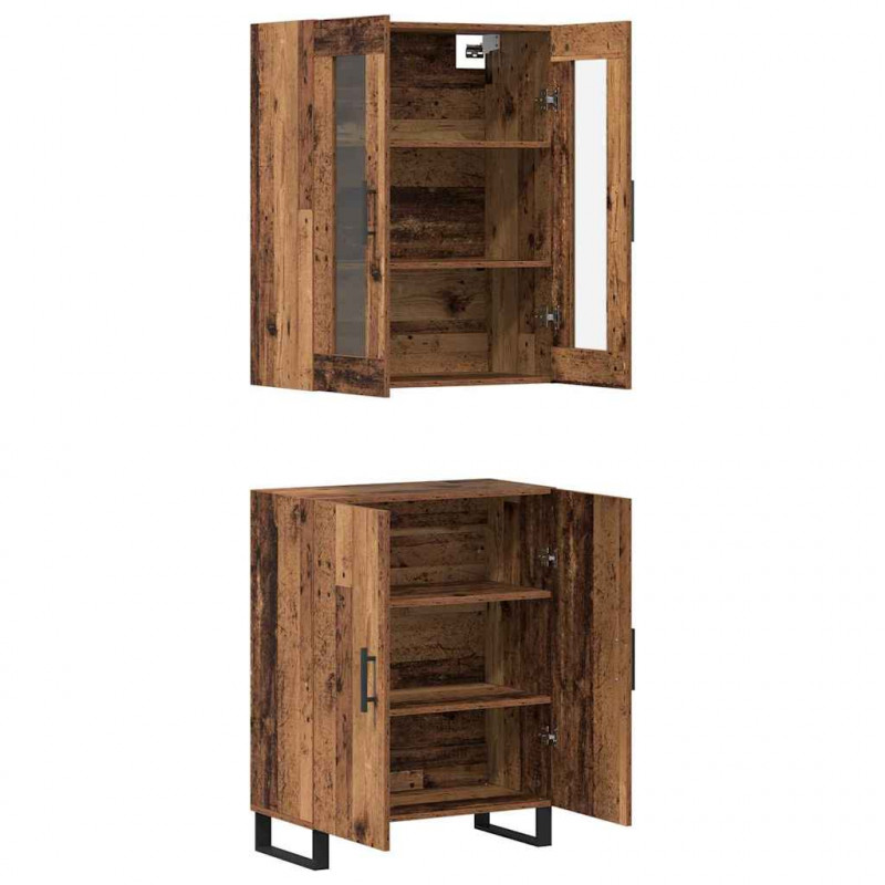 Highboard 2 pcs Stare drewno Materiał drewnopochodny