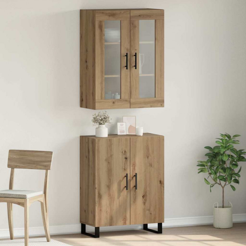 Highboard 2 pcs dąb artisan Materiał drewnopochodny