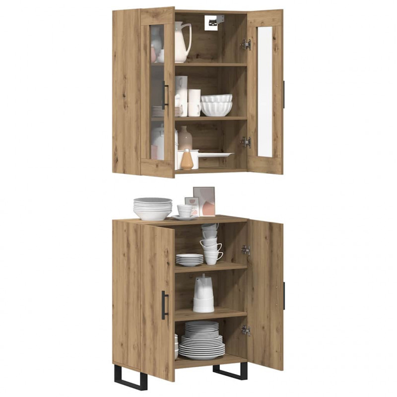Highboard 2 pcs dąb artisan Materiał drewnopochodny