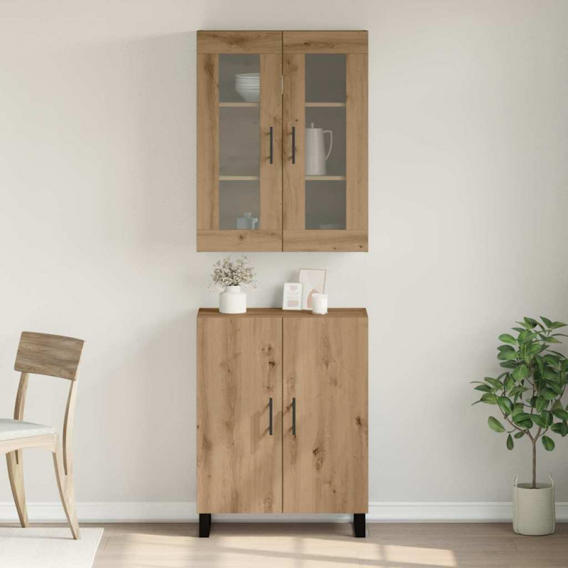 Highboard 2 pcs dąb artisan Materiał drewnopochodny