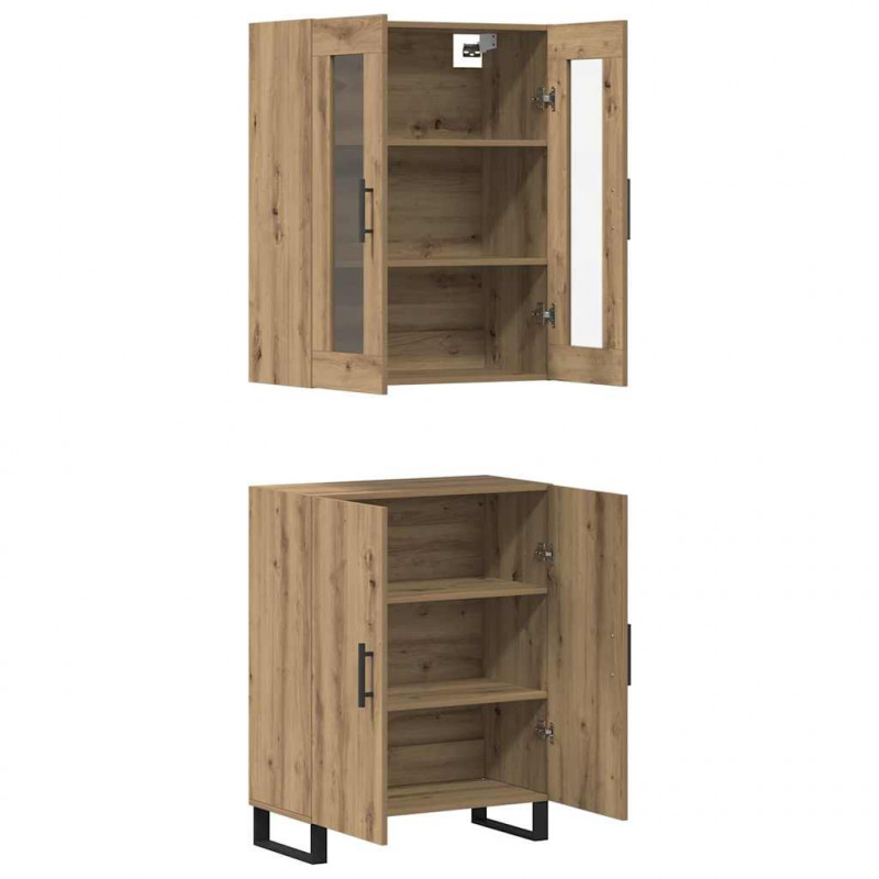 Highboard 2 pcs dąb artisan Materiał drewnopochodny