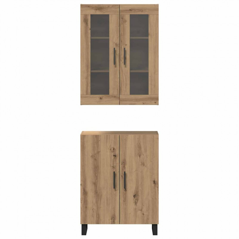 Highboard 2 pcs dąb artisan Materiał drewnopochodny