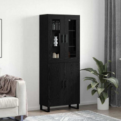 Highboard 2 pcs Czarny dąb Materiał drewnopochodny