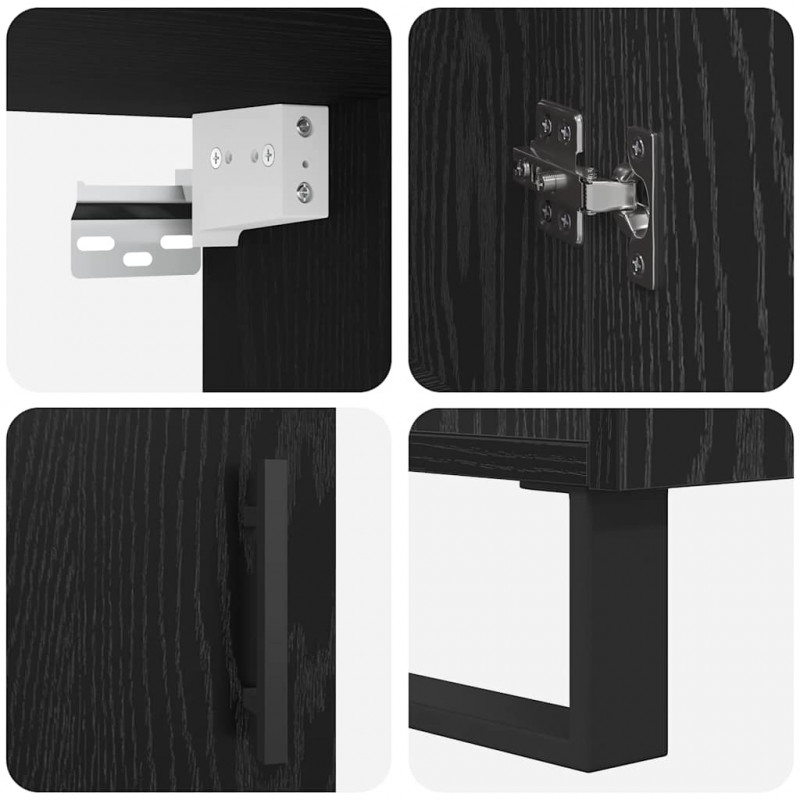 Highboard 2 pcs Czarny dąb Materiał drewnopochodny