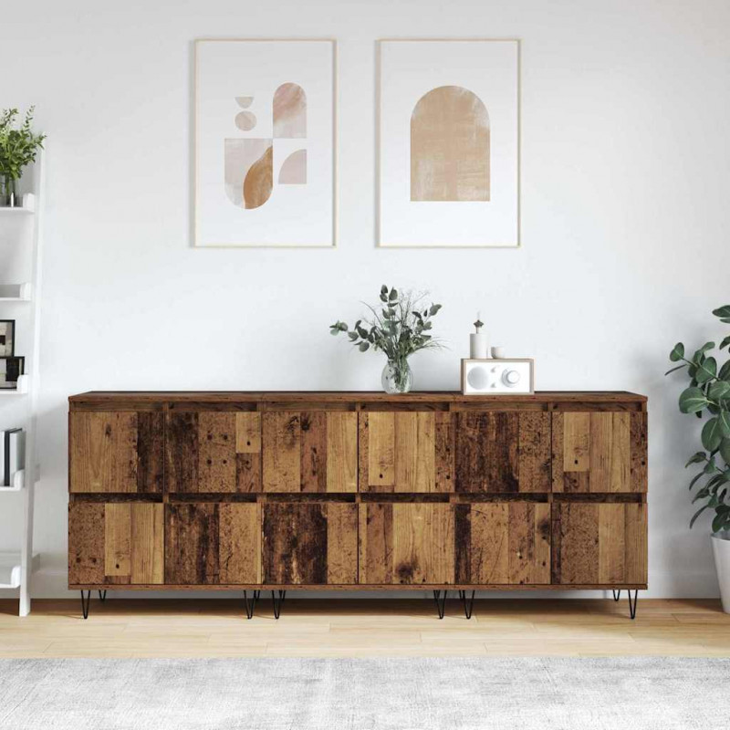 Komody 3 pcs Stare drewno 180 x 35 x 70 cm