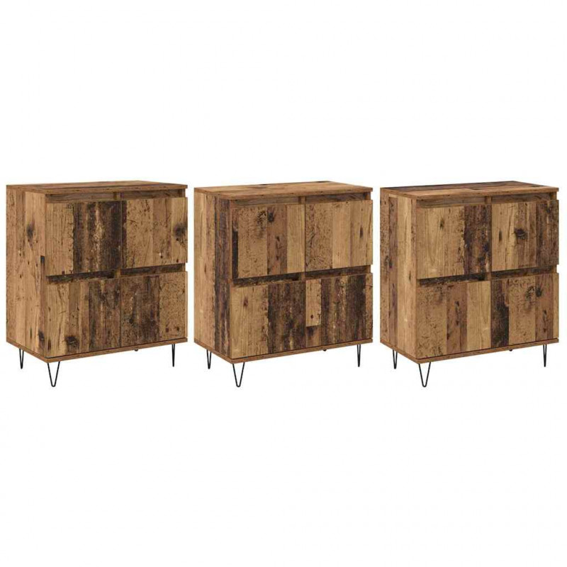 Komody 3 pcs Stare drewno 180 x 35 x 70 cm