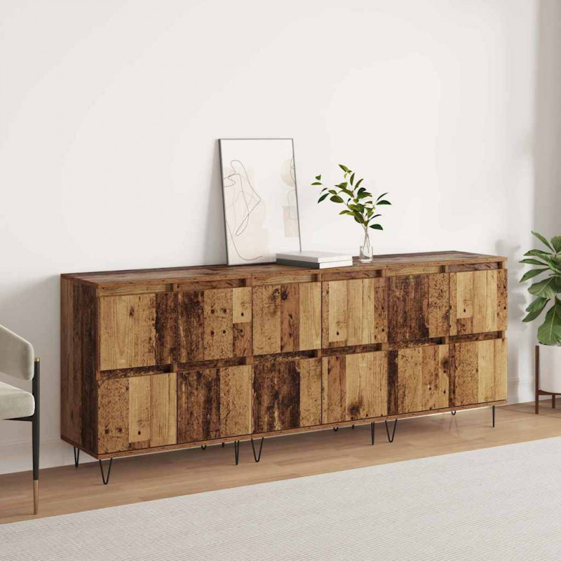 Komody 3 pcs Stare drewno 180 x 35 x 70 cm