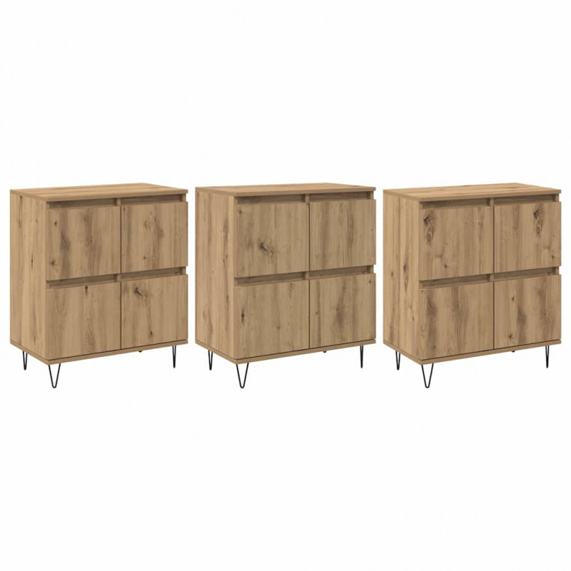 Komody 3 pcs dąb artisan 180 x 35 x 70 cm