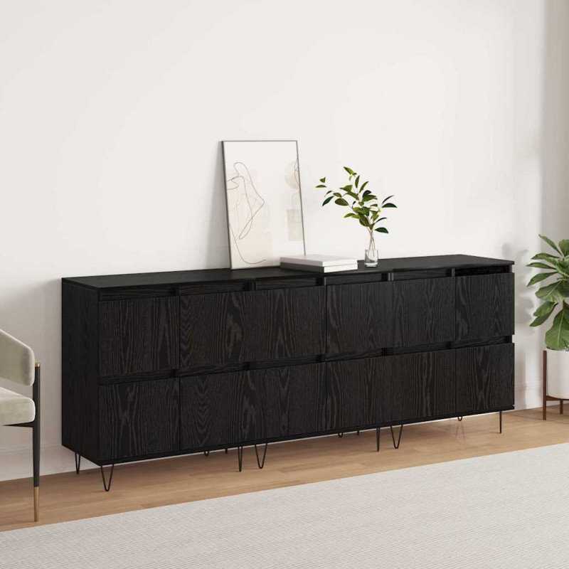 Komody 3 pcs Czarny dąb 180 x 35 x 70 cm